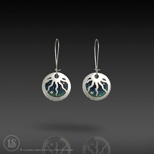 Celestial Sun Earrings, 960 Sterling Silver