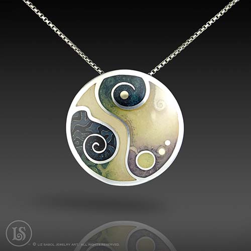 Jupiter V Pendant, 960 Sterling Silver, 14K Gold